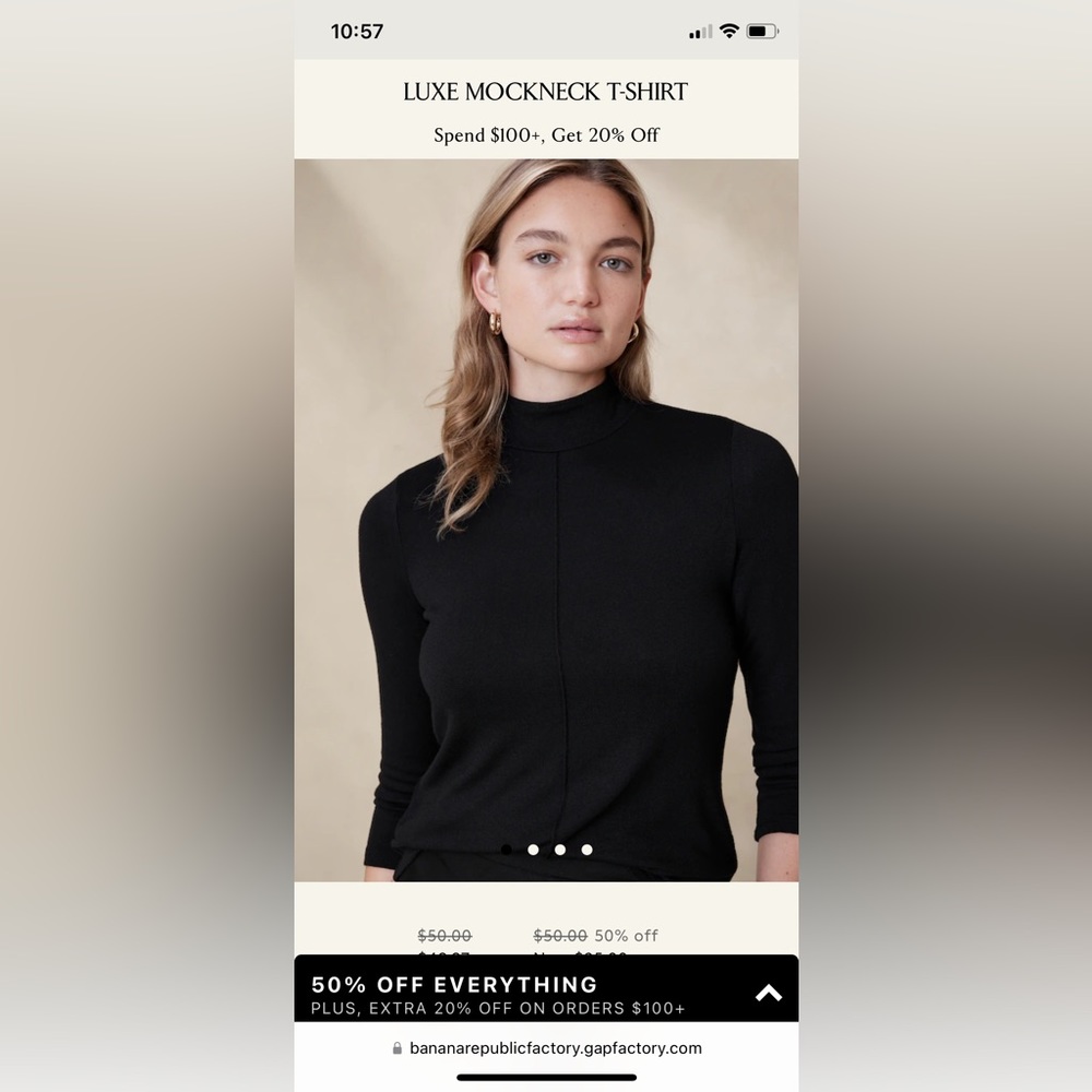 Luxe Mock Neck t shirt Banana Republic Factory
